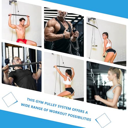 Wall Mounted Pulley System, Low Cable Machine Pulley System for LAT Pulldown, Biceps Curl Home Gym Equipment with Fitness Pull Down Bar, Tricep Rope - style: Wall Mounted Pulley System