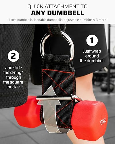 THEFITGUY Dumbbell Loading Straps Plus The Ultimate Dip Belt & Cable Attachments Gym Straps Bundle