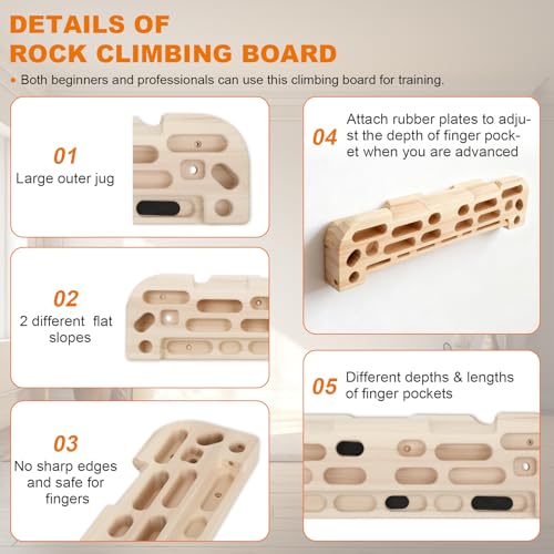 Hangboard Rock Climbing Hangboard with Door Way Pull Up Bar, 4-8 inches | 2 in 1 Doorway Fingerboard for Rock Climbing Training & Home Fitness, Including Jugs Pinches Pockets Edges & Slopes