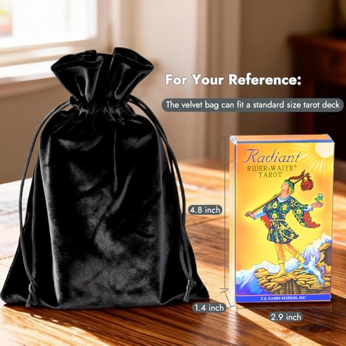 HRX Package Soft Velvet Gift Bags, 5.1x7.8 inch Velvet Drawstring Pouches -Black for Jewelry Crystal Dice Tarot Rune (4 Pack) - color: Black