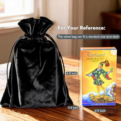 HRX Package Soft Velvet Gift Bags, 5.1x7.8 inch Velvet Drawstring Pouches -Black for Jewelry Crystal Dice Tarot Rune (4 Pack) - color: Black