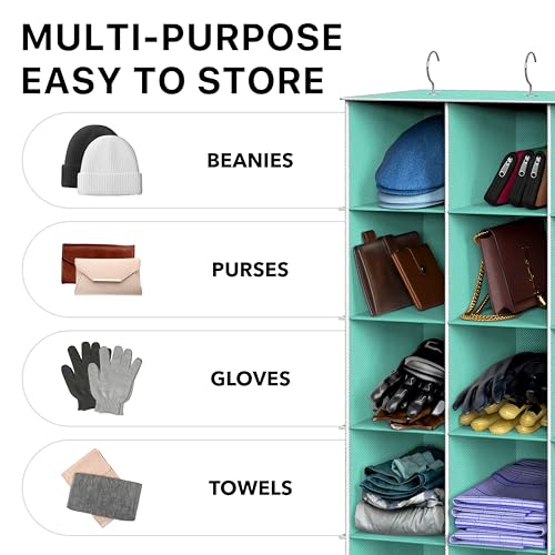Simple Houseware 24 Section Shelves Hanging Shoes Organizer, Turquoise | 3 Metal Hooks, 8 Tier, Holds Up to 24 lbs - color: Turquoise