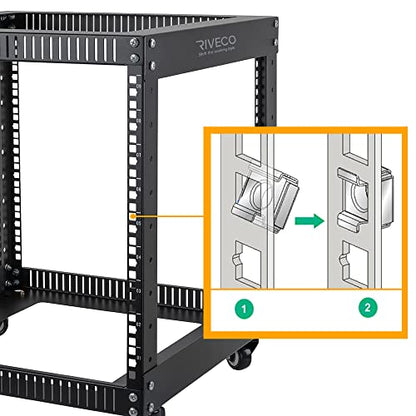 RIVECO Rack Screws & Cage Nuts for Server Cabinets & Racks Mounting Network Equipment Clip Nuts 50 Sets M6 x 16mm Black - size: M6 x 16mm Screws + Cage Nuts (50 Sets)