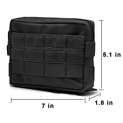 Molle Pouches, Tactical Admin Pouch Compact EDC Utility Gadget Gear Pouch Military Carry Accessory Belt Hanging Waist Bag - color: black-7"(L) * 5.1"(H)