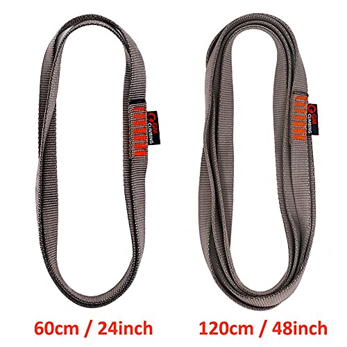 GM CLIMBING 16mm Nylon Sling Runner 22kN / 4950lbf CE UIAA Certified - color: Gray, size: 120cm / 48inch | Pack of 3