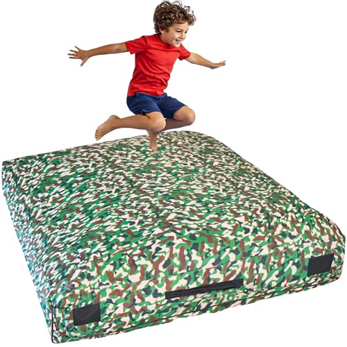 SaferBounce Crash Pad for Kids Sensory | Big 5Ft x 5Ft, 3Ft x 4Ft Or 3Ft x 3Ft | Autism Sensory Crash Mat for Jumping Play | Crashpad | Soft Foam Landing Pad | Giant Mat Pillow | Climbing, Gymnastics - color: Camouflage, size: Big