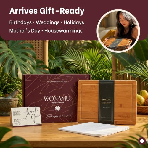 WONAMU Small Bamboo Cutting Board Non Toxic – Lightweight, Durable, Perfect For Charcuterie, Serving Snacks, And Everyday Kitchen Use – Eco-Friendly Kitchen Items And Versatile Wooden Tray - color: Natural