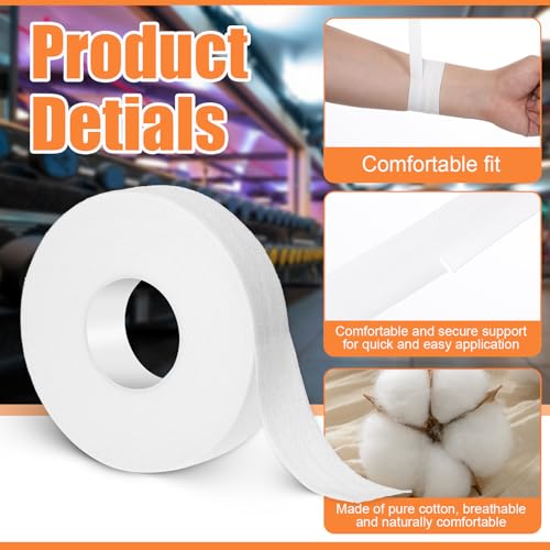 0.6'' x 32.8 feet Athletic Tape for Fingers Toes Hands 2 Rolls Finger Tape Sweat-Proof Sports Cotton Tapes for Rock Climbing Volleyball Tapes Football (White) - color: White