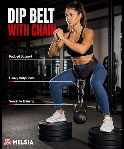 Dip Belt with Chain or Rope – Heavy Duty Adjustable Weightlifting Belt, Neoprene Padded Comfort, 350–650 lbs Capacity for Pull Ups, Dips, Squats & Strength Training