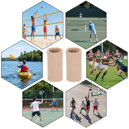 30 Pcs Finger Sleeves for Arthritis, Breathable Pain, Sports Aid | Elastic Finger Compression Sleeves Thumb Splint Support, Relief Protector, for Tendon, Joint and Arthritis, Skin Tone