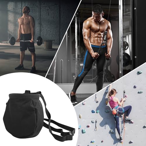 Chalk Bag for Rock Climbing, Drawstring Closure Bouldering Chalk Bucket Rock Climbing Gear with Adjustable Belt for Rock Climbing Gym Weightlifting Bouldering