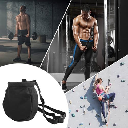Chalk Bag for Rock Climbing, Drawstring Closure Bouldering Chalk Bucket Rock Climbing Gear with Adjustable Belt for Rock Climbing Gym Weightlifting Bouldering