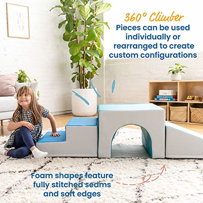 ECR4Kids SoftZone Single Tunnel Climber, Toddler Playset, Contemporary, 3-Piece - color: Contemporary