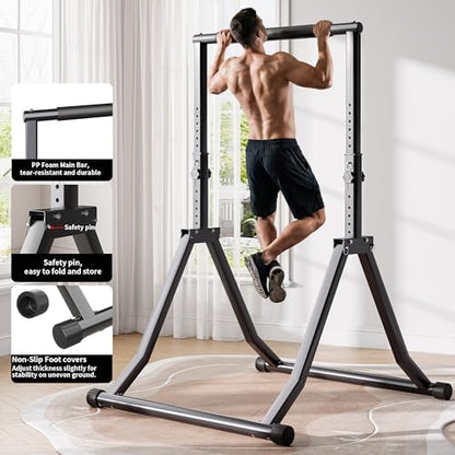 Foldable Pull Up Bar Station 58.3''-76.8'' Power Tower - color: 58.3"-76.8"