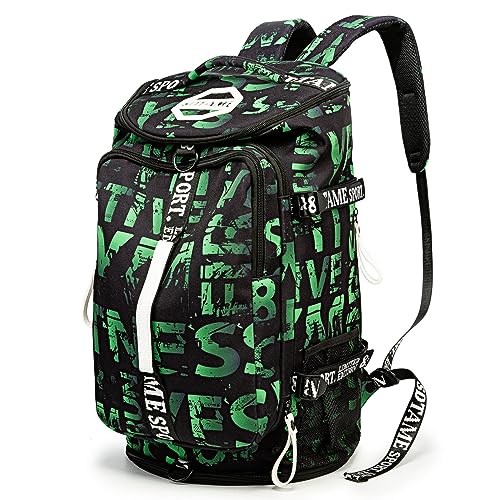 SDTAME Gym Duffel Backpack with Shoe Pocket & Laptop Sleeve - color: Green