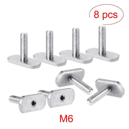 T Groove Clamping Bolts, Sliding T-Nut Threads Kayak Rail/Track M5/M6 Screws &Nuts Slot Bolt，Replacement Stainless Steel Gear Mounting Bolt Easy to Install Hammer Head - size: M6