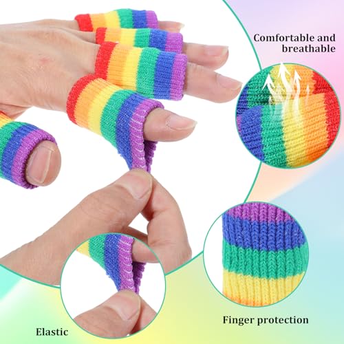 Yuanchu Crochet Finger Guard, 10 PCS Finger Covers Compression Finger Sleeves Elastic Knitting Finger Protector Breathable Protectors Sport Arthritis Swelling Cushion for Writing