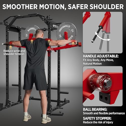 Mikolo Lateral Raise Attachment for Squat Rack, Standing Lateral Raise Machine with 1" Holes, Power Rack Cage Attachment, Upper Body Strength Training Machine for Home Gym - color: Red