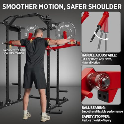 Mikolo Lateral Raise Attachment for Squat Rack, Standing Lateral Raise Machine with 1" Holes, Power Rack Cage Attachment, Upper Body Strength Training Machine for Home Gym - color: Red