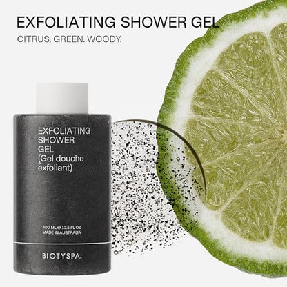 biotyspa Spa Essentials - Exfoliating Shower Gel & Firming Body Oil with Coffee Extract & Jojoba - Tones, Renews & Smooths Skin - Organic, Vegan, Made in Australia - 2pc Set, 400ml Each - size: Spa Essentials