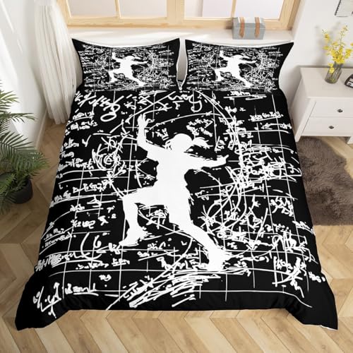 Erosebridal Rock Climbing Duvet Cover King Size 3 Piece, Climber Bouldering Bedding Set for Kids Boys Girls Adults, Outdoor Extreme Sports Theme Duvet Cover Set, Black White Bed Sets - color: White Black, size: King(No Comforter)