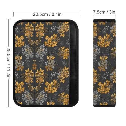 2 Pack Plant Gold Black Leaf Car Seat Belt Pad Universal Soft and Comfortable Harness Pads Strap for Adult Use, Most Cars, Easy Install (No Tool) - color: Pattern 274