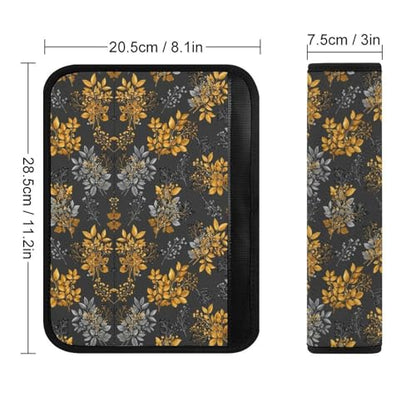 2 Pack Plant Gold Black Leaf Car Seat Belt Pad Universal Soft and Comfortable Harness Pads Strap for Adult Use, Most Cars, Easy Install (No Tool) - color: Pattern 274