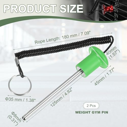 Gym Pin Weight Stack Pin Strength Training Lifting Equipment Replacement with Pull Rope Fitting for Home Gym - color: Green, size: 0.3 x 4.9 Inch