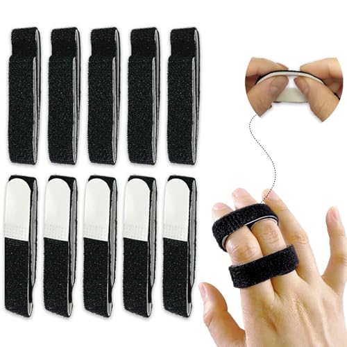10 Pack Finger Splint Buddy Straps for Injured Finger Support - Comfortable and Stretchable - Finger Buddy Wraps Used for Pinky Ring Middle Index Fingers, Toe Corrector for Hammer Toe, Curled Toes - color: Black -10 pack