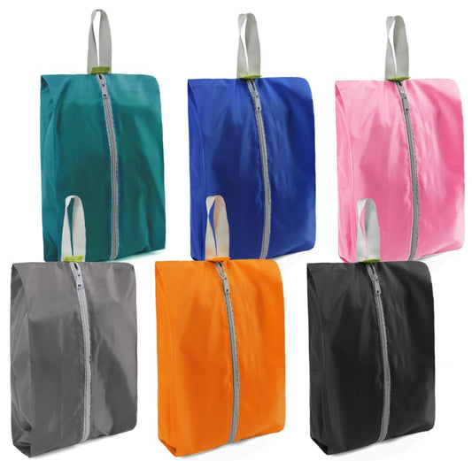 BeeGreen Colorful Dance Shoe Organizer Bags - 6 Pack with Zipper Closure and Handle, Portable Nylon Shoe Bags for Storage, Men's and Women's Travel Gifts - color: Black, Marx Green, White Blue, Orange, Coral Powder, Gray