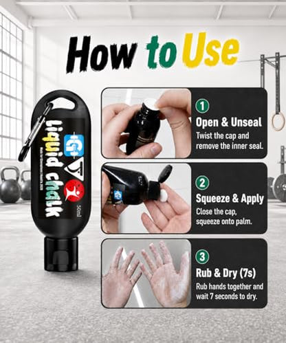 Liquid Chalk Mess-Free Gym Chalk 7’s Quick-Drying for Weightlifting, Gymnastics, Rock Climbing, Pole Dancing Sweat Resistant and Long Lasting for Stronger Hand - style: 2*1.69OZ