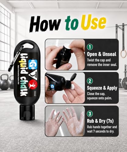 Liquid Chalk Mess-Free Gym Chalk 7’s Quick-Drying for Weightlifting, Gymnastics, Rock Climbing, Pole Dancing Sweat Resistant and Long Lasting for Stronger Hand - style: 2*1.69OZ