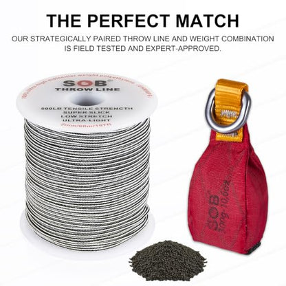 Throwing Bag with Throwing Line, Throwing Bag + 60m/197FT Throwing Line Set for Tree Climbing Tree Work Mountaineering - size: 300G