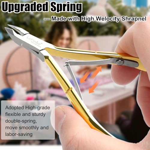 4 Packs Upgraded Cuticle Trimmer kit, 5mm Jaw, Golden | Upgraded Blades and Springs, Sharp and Labor-saving Dead Skin Clipper Tool for Women and Men - color: Golden