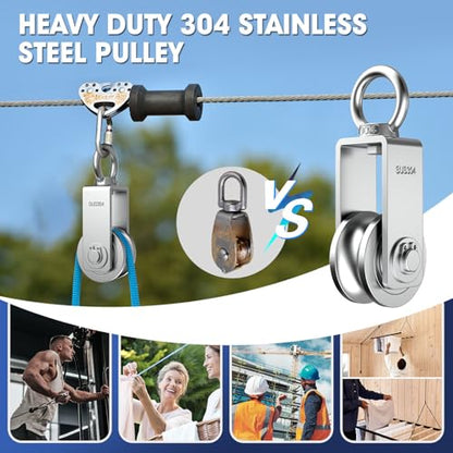 U Type Swivel Pulley Block, 304 Stainless Steel Pulleys for Wire Rope Cable Lifting, DIY Gym Equipment Part, Clothesline, Hoist - Waterproof Sturdy 360 Degree Rotating Wheel (34 mm, 1) - style: 34 mm