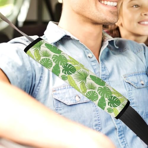Breathable Seat Belt Shoulder Pad for Adults And Children, Stroller Pushchair High Chair, 2 Pack Tropical Monstera Leaf Botanical Palm Leaves Branch Hawaiian Neck Strap Covers Easy Install (No Tool) - color: Pattern 1255