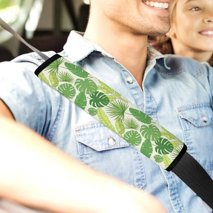 Breathable Seat Belt Shoulder Pad for Adults And Children, Stroller Pushchair High Chair, 2 Pack Tropical Monstera Leaf Botanical Palm Leaves Branch Hawaiian Neck Strap Covers Easy Install (No Tool) - color: Pattern 1255