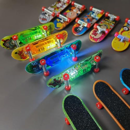 9 Pcs Light up Finger Skateboards Toys, LED Mini Skateboard Fingerboards Creative Fingertips Toys Finger Skater Skateboard Party Favors Gifts for Kids (9)