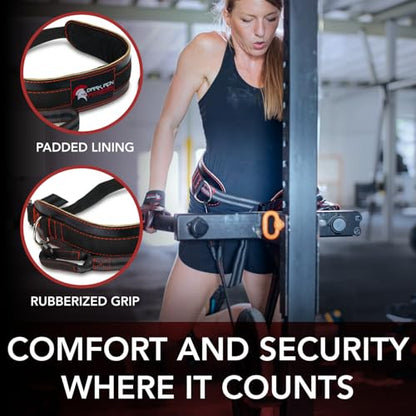 Dark Iron Fitness Dip Belt – Padded Leather Weight Lifting Belts w/ 40 Inch Strap for Squats & Pull Ups - Men & Women Weightlifting up to 270lbs