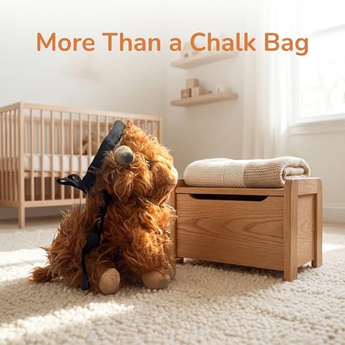 Highland Cow Plush Rock Climbing Chalk Bag, Cute Plush Animal，Drawstring Closure & Adjustable Belt，Bouldering & Gymnastics, Soft Fluffy Cow Chalk Pouch, Unique Climbing Gear Gift for Climbers - color: brown