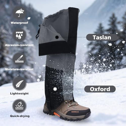 Waterproof Adjustable Hiking Gaiters for Men and Women, Snow Boots-Gaiters for Hiking in Hunting Sand Mud Mountain Climbing Snowshoeing - color: Grey