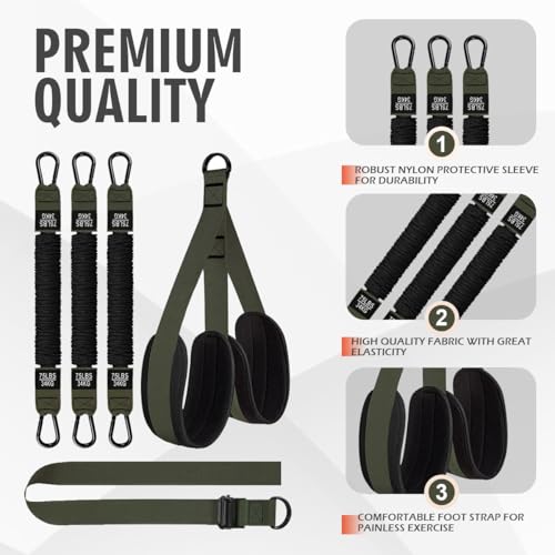LEEKEY Pull Up Assistance Bands,5-125LB Resistance Bands with Grip、Door Anchor、Gym Bag - Exercise Bands for Full-Body Training, Fitness, Physical Therapy -USA Original Patent - style: 75LBS-GREEN
