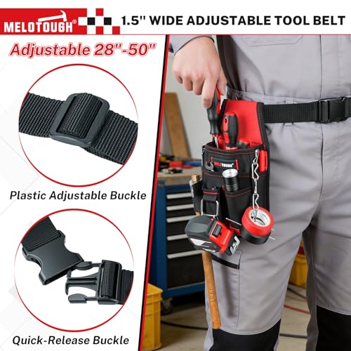 MELOTOUGH Pocket Tool Pouch Tool Belt Pouches with Belt Clip Utility Mini Tool Organizer Pouch for Electrician,Carpenter,Construction,Technician - color: Red