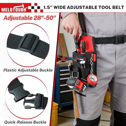 MELOTOUGH Pocket Tool Pouch Tool Belt Pouches with Belt Clip Utility Mini Tool Organizer Pouch for Electrician,Carpenter,Construction,Technician - color: Red