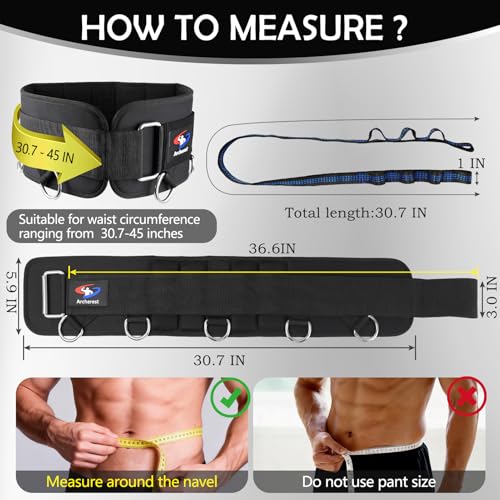 5 D-Rings Dip Belt with 30.7" Adjustable Nylon Strap for Pull Up | Weight Lifting weighted Gym Belts with Structured Back Supportfor Squat, Powerlifting & Deadlift