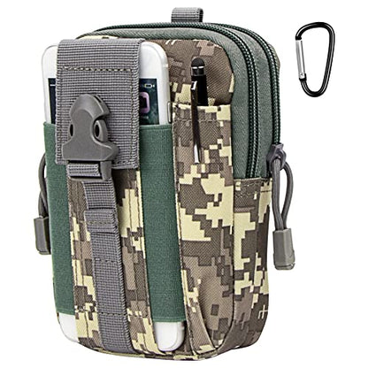 Tactical Molle Pouch Compact Utility Waist Bag Phone Holster Holder for 4.7"-6.9" iPhone 15 Pro Max/15 Pro/14 Plus/14 Pro Max/14/13 Pro Max/13 Pro/12 Pro Max/11 Pro Max - color: Camouflage Digital Grey