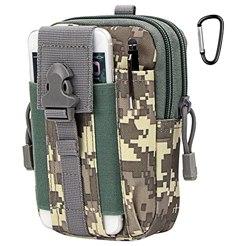 Tactical Molle Pouch Compact Utility Waist Bag Phone Holster Holder for 4.7"-6.9" iPhone 15 Pro Max/15 Pro/14 Plus/14 Pro Max/14/13 Pro Max/13 Pro/12 Pro Max/11 Pro Max - color: Camouflage Digital Grey