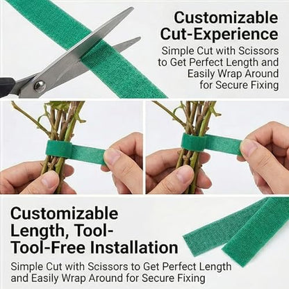 32.8ft Garden Plant Ties, Reusable Green Nylon Plant Tape for Climbing Plants, Tomato Vines & Flower Support, Adjustable Hook and Loop Garden Straps for Trellis & Wall Fixing - size: 1 Pack 32.8 Feet