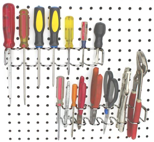 Pegboard Screwdriver Holder, 2-Pack - Hooks to Any Peg Board - Screwdriver and Pliers Rack Accessory Tool Organizer - Organization Accessory for Workbench, Garage, Tool Shed, Craft Room - size: 2 Pack