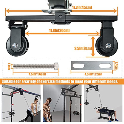 Power Rack Pulley Attachment, LAT Pulldown Machine - Cable & Weight Dual Pulley System for Home Gym Strength Training, Power Racks - color: Style 1